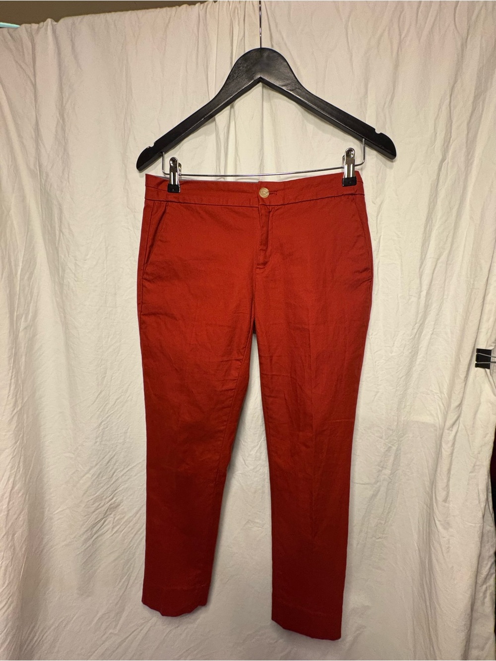 Banana Republic Navy and White Polka Dot Trim with Red Interior Accent